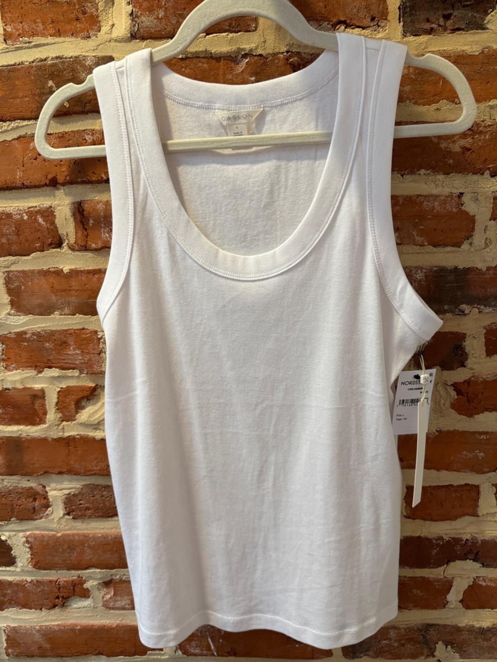 Caslon Scoop Neck Rib Cotton Tank White Size Large NWT